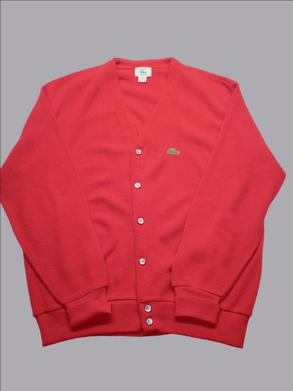 80's Izod  Lacoste Men’s  Red V-Neck Button Cardigan